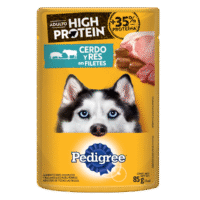 PEDIGREE® High Protein SOBRES™ Adulto en Filetes Con Cerdo Y Res