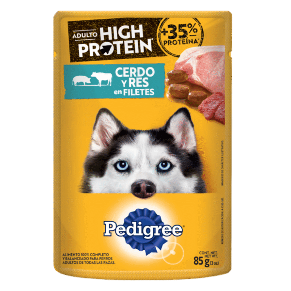 PEDIGREE® High Protein SOBRES™ Adulto en Filetes Con Cerdo Y Res